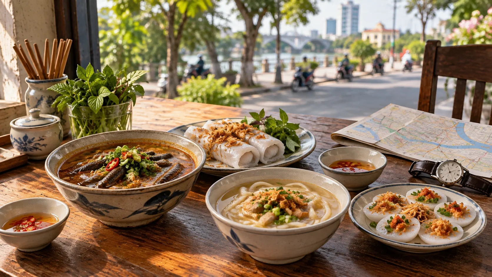 Minh họa các món trong một ngày ăn ở Vinh
