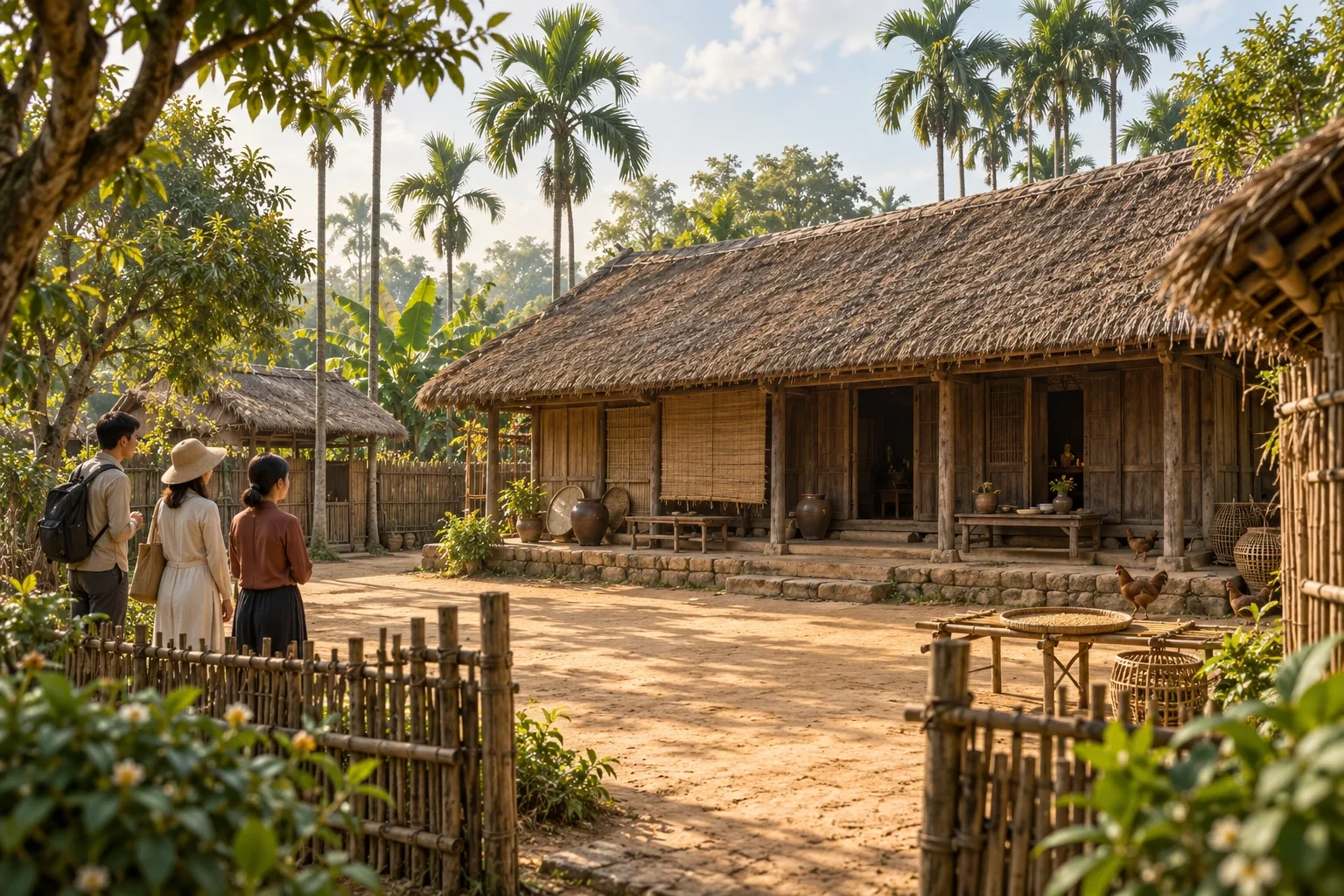 Minh họa sân nhà truyền thống ở Hoàng Trù