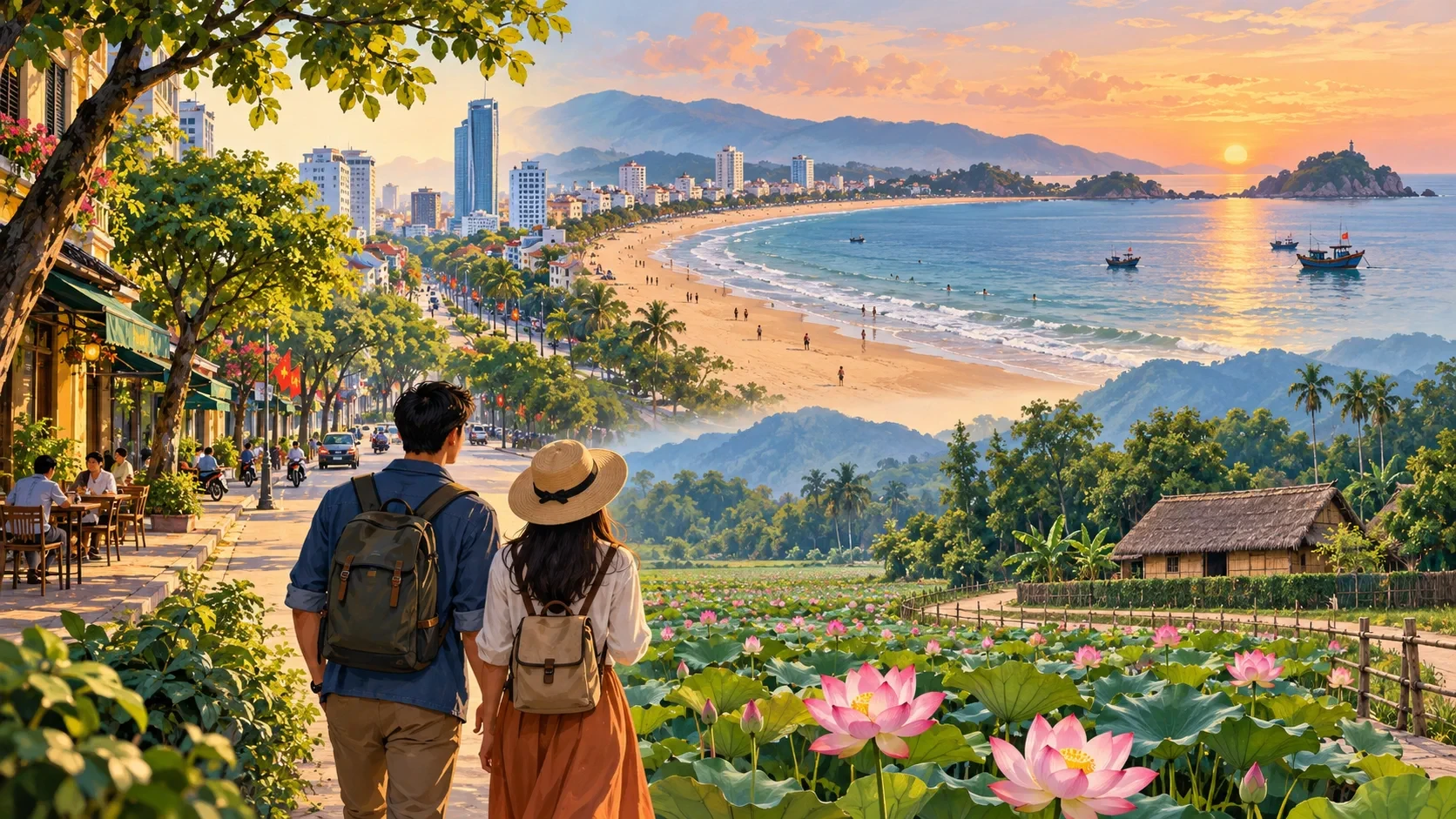 Minh họa hành trình Vinh, Cửa Lò và Kim Liên